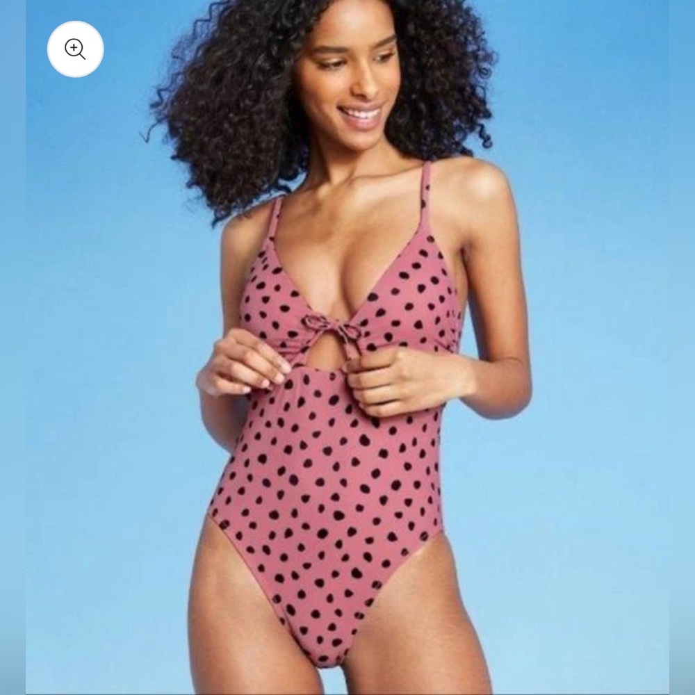 Shade & Shore l XL Dusty Mauve Plunge Keyhole Animal Print One-Piece Swimsuit